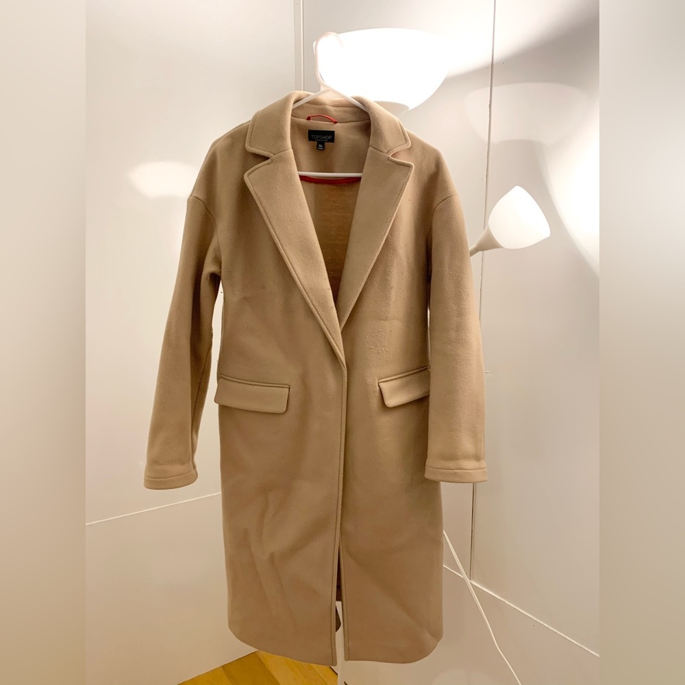 (Top shop) Long Camel Coat (UK 8/US4)